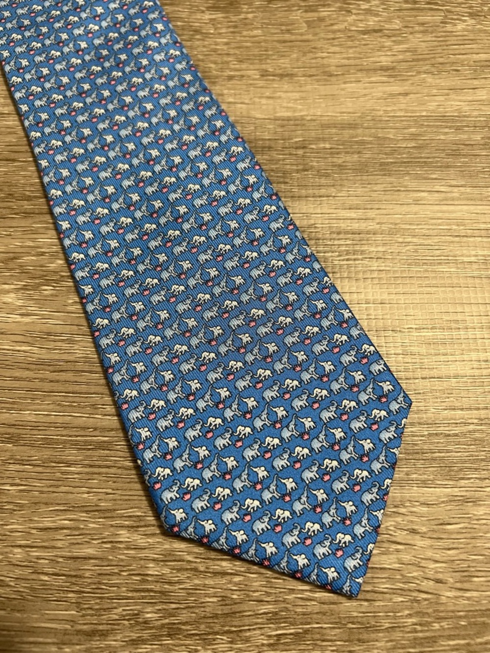Jim Thompson Blue Elephant Pattern Silk Tie - Men Accessories